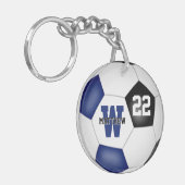 ブルーブラックサッカークラブチームが男の子を彩る キーホルダー (正面左)