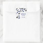 ブルーブラックサッカーボール女の子の男の子の誕生日パーティー スクエアシール (バッグ)