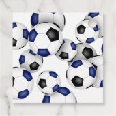 ブルーブラックサッカーボール女の子の男の子の誕生日パーティー フェイバータグ (裏面)