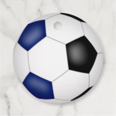 ブルーブラックサッカーボール女子の男の子スポーツ誕生日 フェイバータグ (裏面)