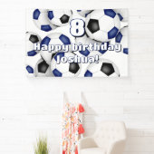 ブルーブラックサッカーボール子供の誕生日お祝い 横断幕 (インサイチュ)