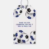 ブルーブラックサッカーボール子供の誕生日パーティー ギフトタグ (裏面)