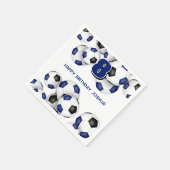 ブルーブラックサッカーボール子供の誕生日パーティー スタンダードカクテルナプキン (角)