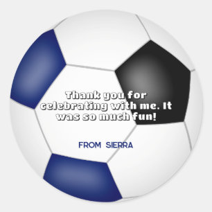 ブルーブラックサッカーボール子供の誕生日パーティー ラウンドシール