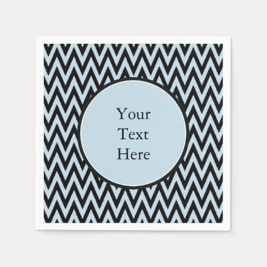 ブルーブラックシェブロン スタンダードカクテルナプキン (正面)