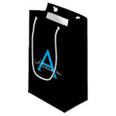 ブルーブラックスクリプトガーリー モノグラム ネーム スモールペーパーバッグ (正面アングル)