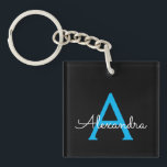 ブルーブラックスクリプトモノグガーリーラム名 キーホルダー<br><div class="desc">黒と青のシンプルスクリプトMonogram名Keychain.これは、最高の甘い16歳の誕生日、結婚ブライダルシャワー、記念日、赤ちゃんシャワーまたはバチェロレッテギフトを作る誰かがグラームの豪華さとシックなスタイルを愛する。</div>