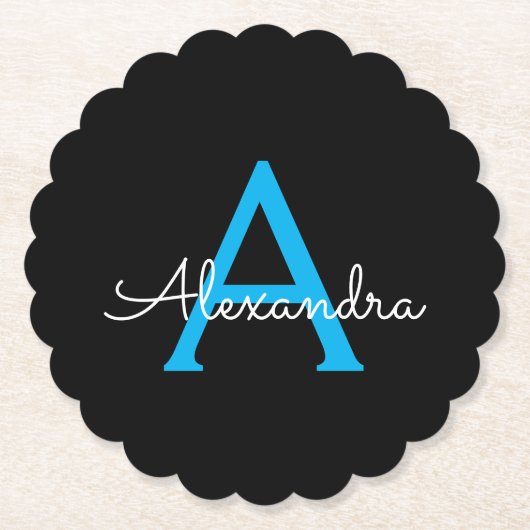 ブルーブラックスクリプトモノグガーリーラム名 ペーパーコースター (正面)