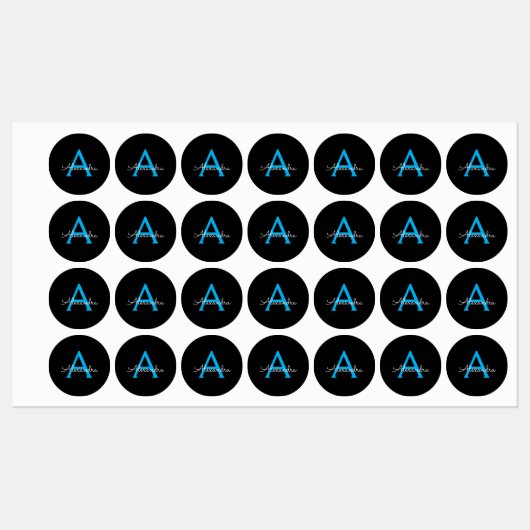 ブルーブラックスクリプトモノグガーリーラム名 ラベル (シート)