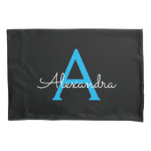 ブルーブラックスクリプトモノグガーリーラム名 枕カバー (正面)