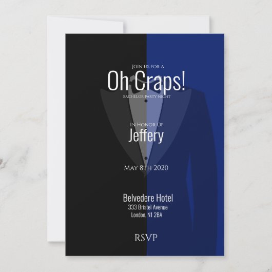 ブルーブラックタキシードバチュラーパーティは日付を保存 セーブザデート (正面)