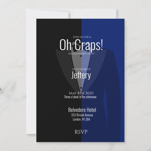 ブルーブラックタキシードバチュラーパーティは日付を保存 セーブザデート (正面)