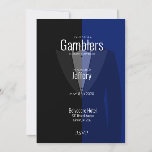 ブルーブラックタキシードバチュラーパーティ セーブザデート (正面)