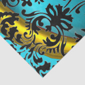 ブルーブラックダマスクイエロージェムストーンモノグラムフローラ 薄葉紙 (詳細)