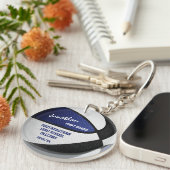 ブルーブラックチームカラーがバスケットボールを再現 キーホルダー (正面右)