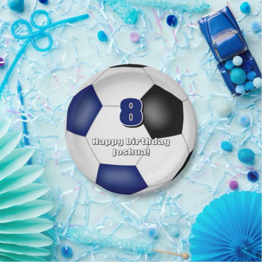 ブルーブラックチームカラーサッカーキッズスポーツパーティー ペーパープレート (パーティー)