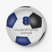 ブルーブラックチームカラーサッカーキッズスポーツパーティー ペーパープレート (正面)