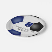 ブルーブラックチームカラーサッカーキッズスポーツパーティー ペーパープレート (アングル)