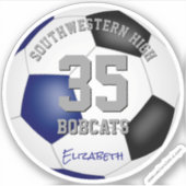 ブルーブラックチームカラーズガールズサッカー シール (正面)