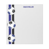 ブルーブラックチームカラーズサッカーカスタムコーチ ノートパッド (正面)