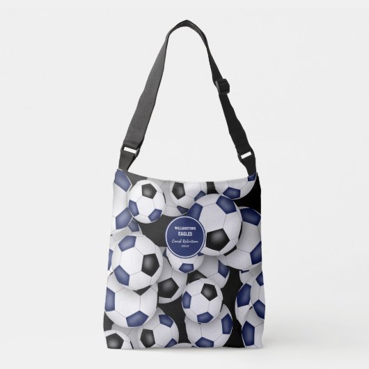ブルーブラックチームカラーズサッカーコーチ クロスボディバッグ (正面)