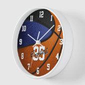 ブルーブラックチームカラーズバスケッパーソナライズされたト 壁時計 (傾斜)