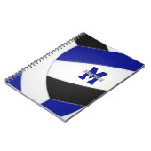 ブルーブラックチームカラーズボーイズガールバレーボール ノートブック (左側)