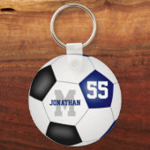 ブルーブラックチームカラーズボーイズサッカーボール キーホルダー (裏面)