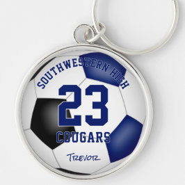 ブルーブラックチームカラーズボーイズサッカー キーホルダー