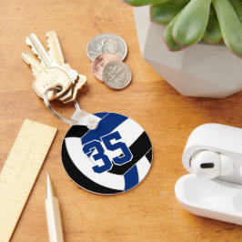 ブルーブラックチームカラーバレーボール選手 キーホルダー