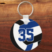 ブルーブラックチームカラーバレーボール選手 キーホルダー (正面)