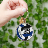 ブルーブラックチームカラーパーソナライズされたバレーボール キーホルダー (手)