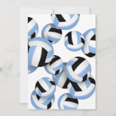 ブルーブラックチームカラー女の子の男の子バレーボールパーティー 招待状 (裏面)