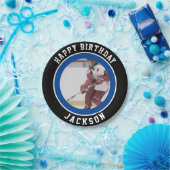 ブルーブラックチームカラー|アイスホッケー誕生日パーティー ペーパープレート (パーティー)