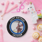 ブルーブラックチームカラー|アイスホッケー誕生日パーティー ペーパープレート (パーティー)