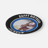 ブルーブラックチームカラー|アイスホッケー誕生日パーティー ペーパープレート (アングル)