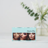 ブルーブラックティール（緑がかった色）グラムデコレーションとロゴ写真 名刺 (スタンド正面)