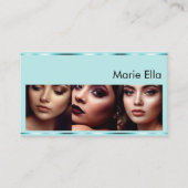 ブルーブラックティール（緑がかった色）グラムデコレーションとロゴ写真 名刺 (正面)