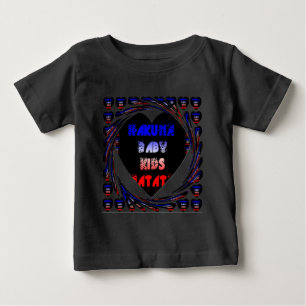 ブルーブラックハクナマタタベビーキッズデザイン.png ベビーTシャツ