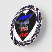 ブルーブラックハクナマタタベビーキッズデザイン.png ラウンド壁時計 (傾斜)