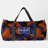 ブルーブラックバスケットボールチームのカラープレーヤー名 ダッフルバッグ (正面)