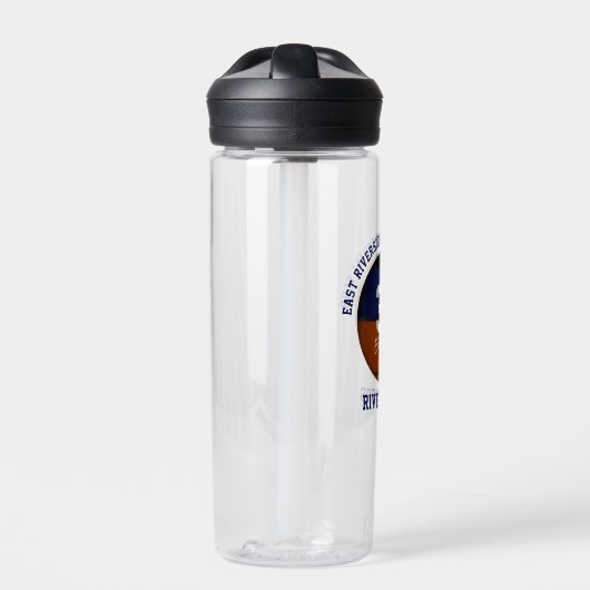 ブルーブラックバスケットボールチームは女の子の男の子をカラー ウォーターボトル (正面)