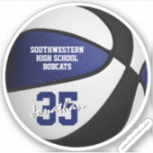 ブルーブラックバスケットボールチームは男の子の女の子をカラー シール (正面)