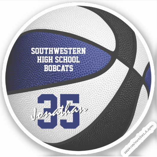 ブルーブラックバスケットボールチームは男の子の女の子をカラー シール (正面)