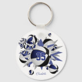 ブルーブラックバスケットボールパンクアウトガールズジャージーナンバー キーホルダー (正面)