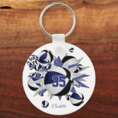 ブルーブラックバスケットボールパンクアウトガールズジャージーナンバー キーホルダー (正面)