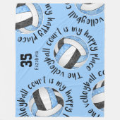 ブルーブラックバレーボールのコート彼女の幸せな場所 フリースブランケット (正面)