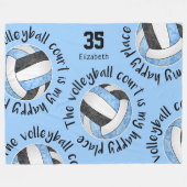 ブルーブラックバレーボールのコート彼女の幸せな場所 フリースブランケット (正面(横))