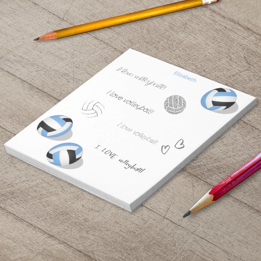 ブルーブラックバレーボールガールズボーイズ名前をカスタムする ノートパッド