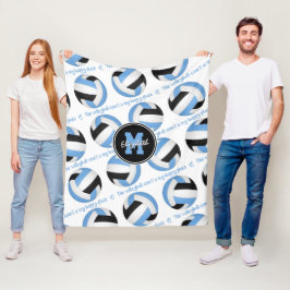 ブルーブラックバレーボールコートは私の幸せな場所だ フリースブランケット